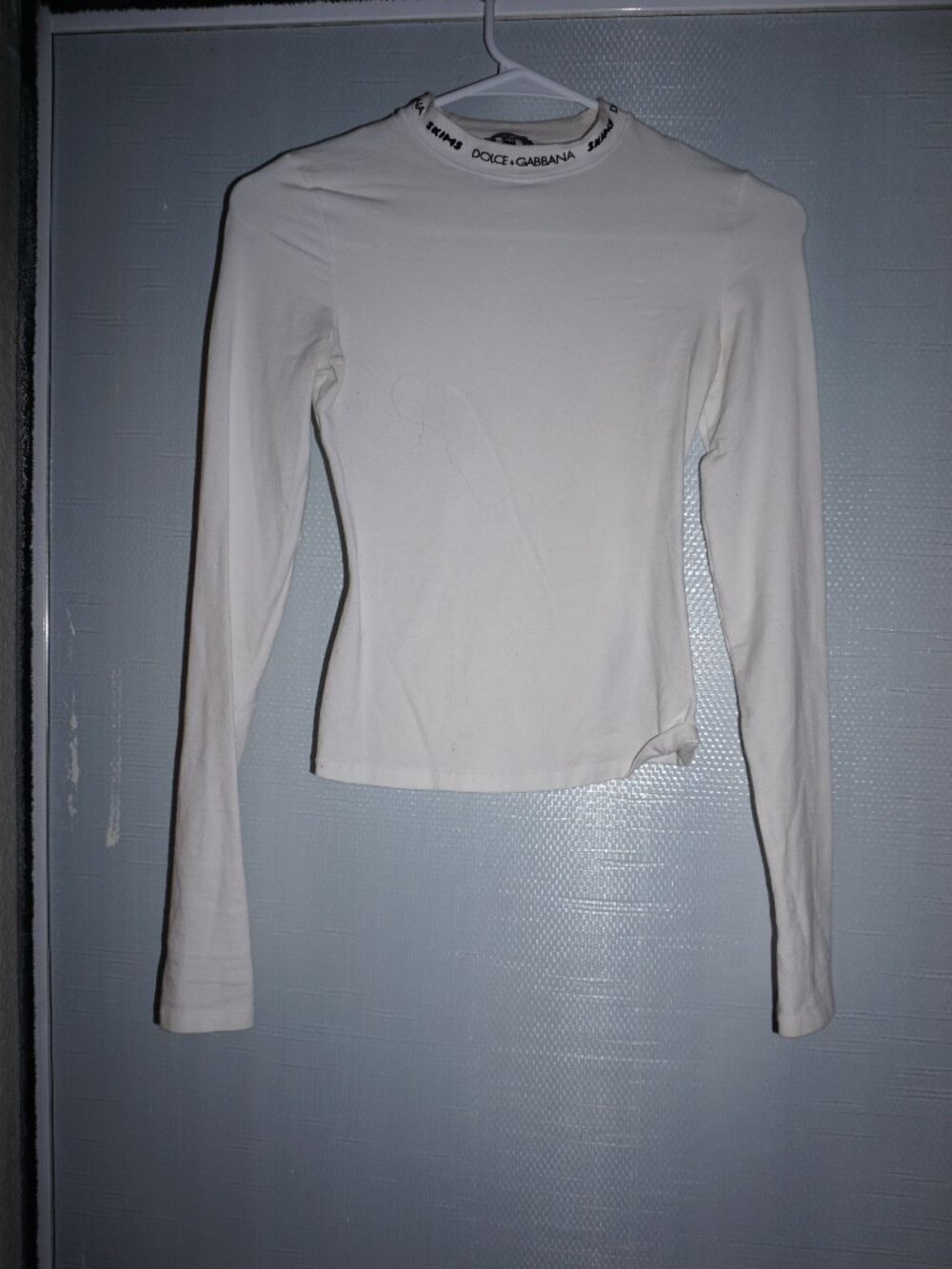 SKIMS x Dolce & Gabbana White Logo Long Sleeve Top